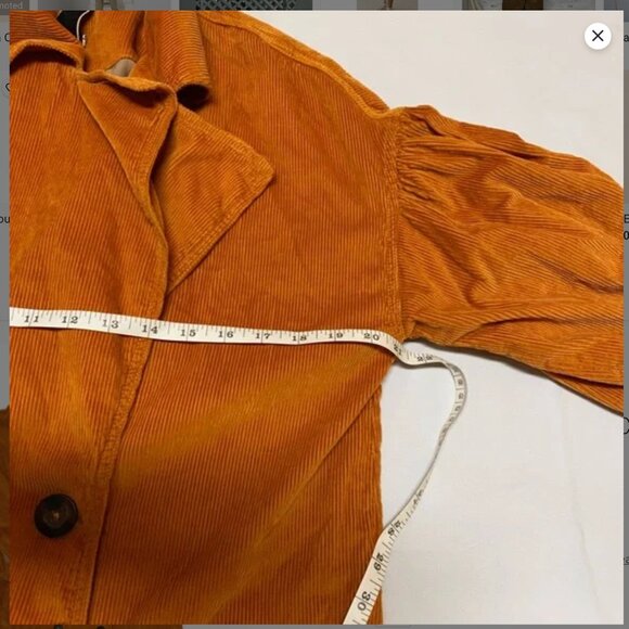 Free People - Jenna Corduroy Trench Coat - Orange - Sz XS - Picture 9 of 10